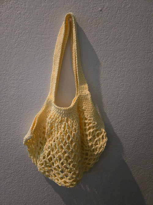 Crochet Cotton Market Bag — Yellow